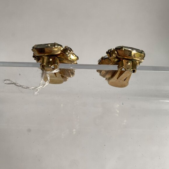 Vintage Rhinestone Clip On Earrings - Picture 4 of 4